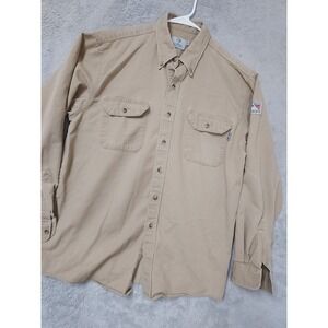 Tyndale FR Shirt Mens XL Flame Resistant Workwear Khaki Brown Outdoor Welder